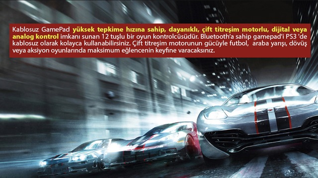 trilogic gbt809 ps3 bluetooth kablosuz gamepad oyun kolu joystick
