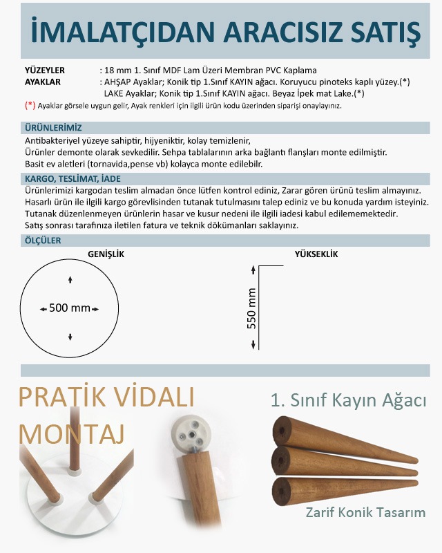 Ilgin Yan Sehpa Fiskos 50 Cm Ahsap Ayak N11 Com