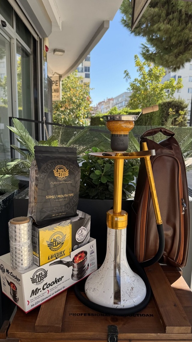 Mr Eds E29 Boss Özel Üretim Mermer Desen Gold Nargile Seti Çantalı