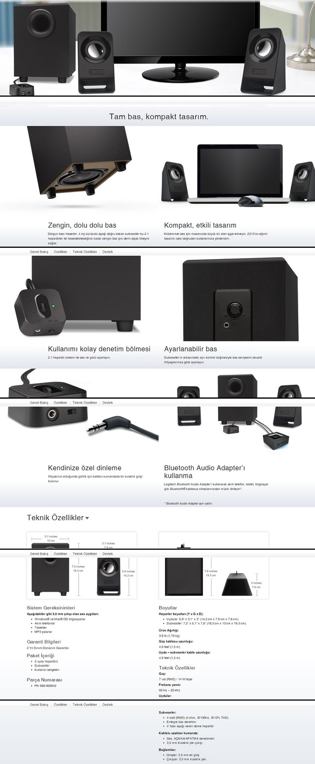 Orjinal Logitech Z213 2 1 Ses Sistemi 14w 980 000942 Fiyatlari Ve Ozellikleri
