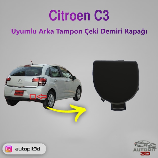 Citroën C3 Mkıı 2010 2017 Uyumlu Arka Tampon Çeki Demiri Kapağı