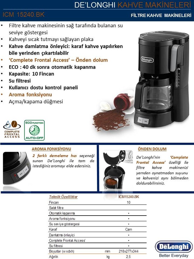 Delonghi Icm15240.bk Filtre Kahve Makinesi