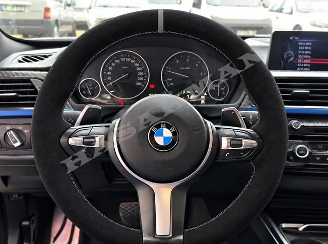 Bmw F06/f12/f13 Dikme Direksiyon Kılıfı Full Alcantara Süet Gri Yüzük Ve Gri Dikiş 2015-2018
