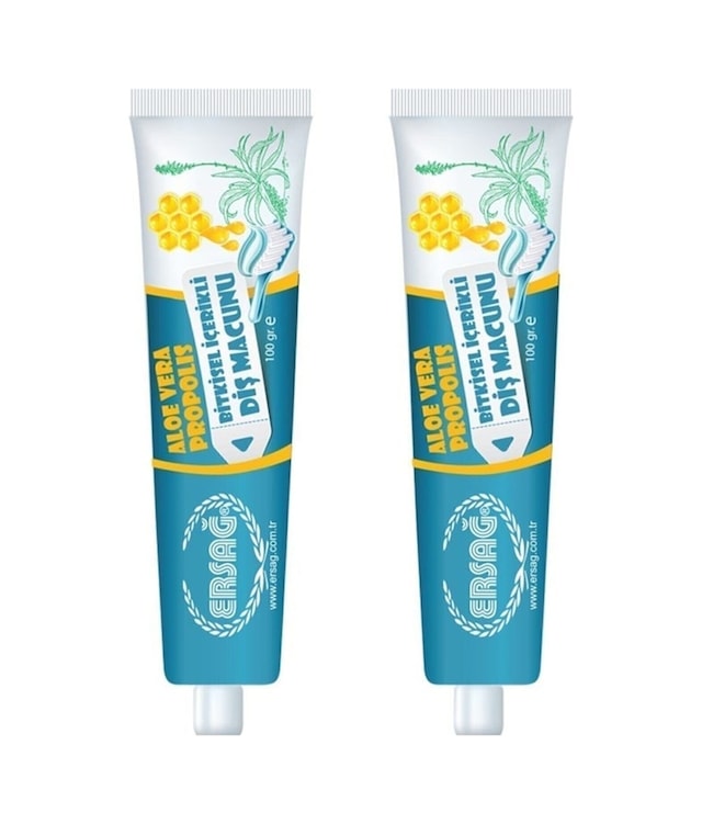 Ersağ Aloe Vera ve Propolis Özlü Bitkisel İçerikli Diş Macunu 2 x 100 G