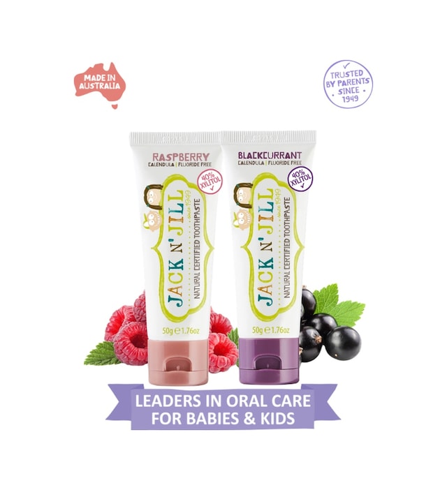 Jack N Jill Doğal Sertifikalı Diş Macunu - Siyah Frenk Üzümlü & Ahududu 2'li Paket 2x50g