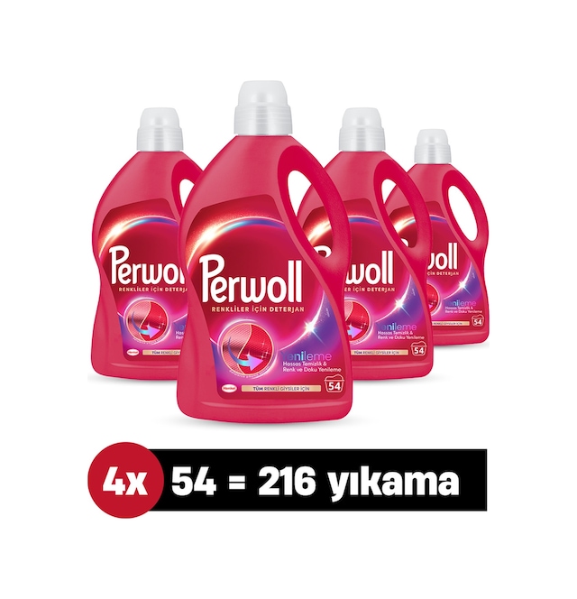 Perwoll Hassas Bakım Sıvı Çamaşır Deterjanı Renkli Yenileme 4 x 2970 ML  200 Yıkama
