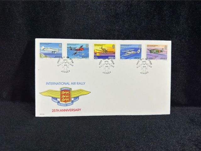 1979 Jersey Uluslararası Hava Rallisi İlk Gün Zarfı Fdc 25. Yıldönümü İnternational Air Rally 25. A Teşhir Ürün