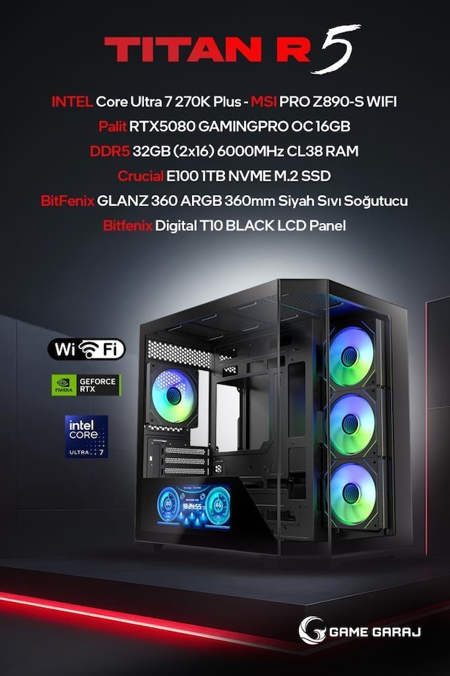 Game Garaj TITAN-R5 Ultra 7 270K RTX 5080 32GB RAM 1TB SSD
