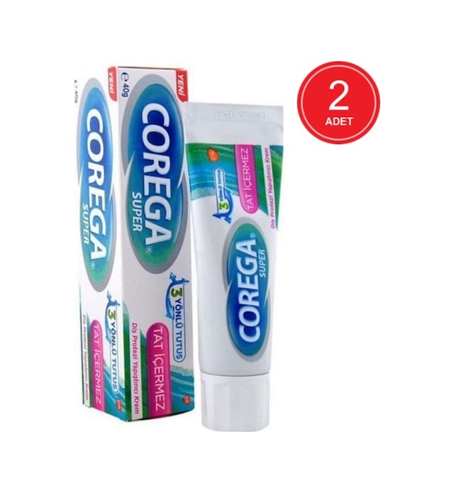 Corega Super Tat İçermez Diş Protezi Yapıştırıcı Krem 40 G x 2 Paket