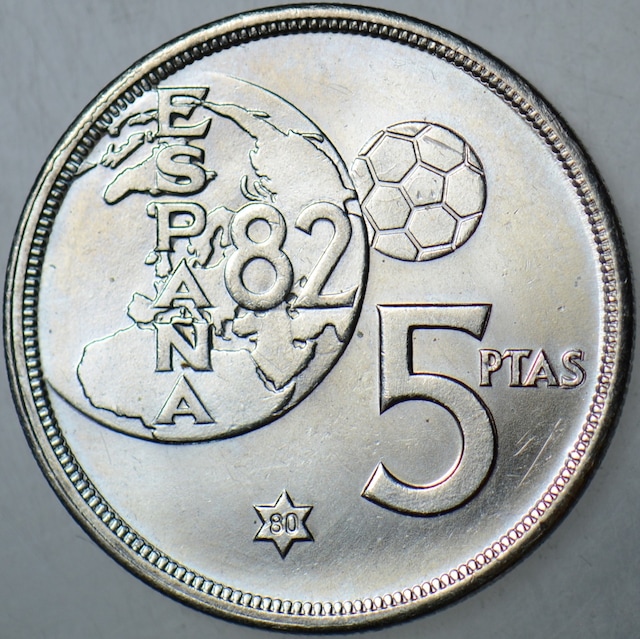 İspanya 5 Peseta 1980 Fıfa Dünya Kupası 1982 Temalı. Çil.