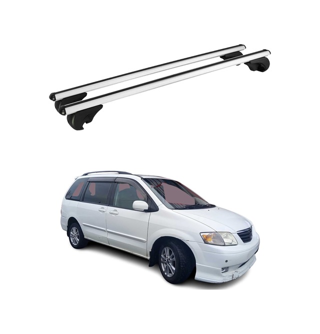 Mazda Mpv Lw 1999-2006 Arası Uyumlu Port Bagaj Taşıyıcı Ara Atkı Alüminyum Gümüş 2 Parça