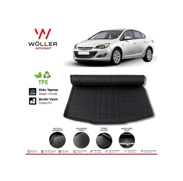 Opel Astra J Sedan Bagaj Havuzu 2010 2020 3D Wöller Ultraflex Astra J Sedan 2010-2019 Arası