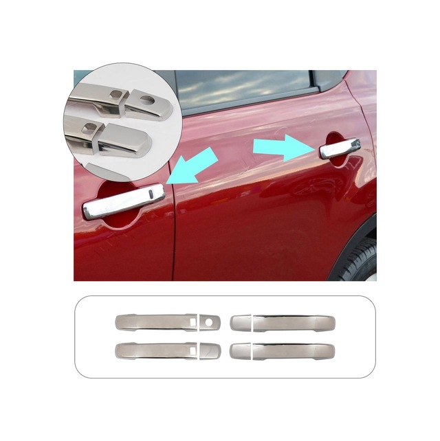 Nissan Qashqai Uyumlu 2007-2014 Krom Kapı Kolu 4 Kapı Çift Sensör Paslanmaz Çelik