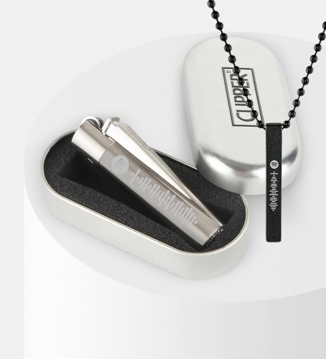 Kişiye Özel İsimli Spotify Barkodlu Silver Clipper Metal Çakmak V N11.1729