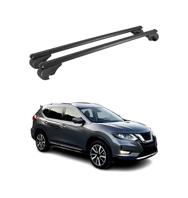Nissan X-trail Iıı T32 2013-2022 Arası Uyumlu Port Bagaj Taşıyıcı Ara Atkı Alüminyum Siyah 2 Parça