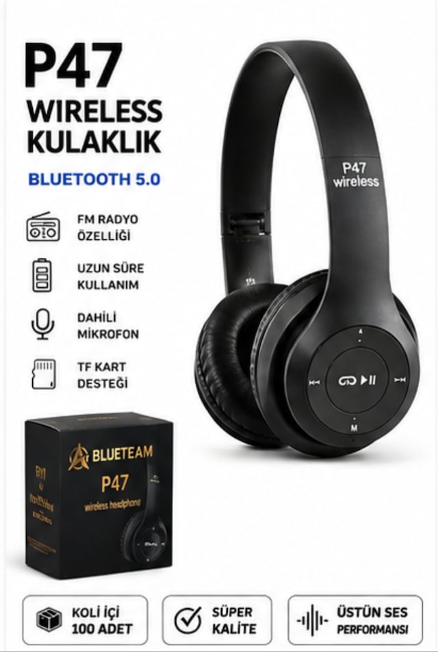 P47 Kafa Üstü Bluetooth Kulaklık