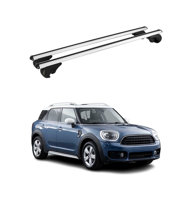 Mini Countryman F60 2017-2023 Arası Uyumlu Port Bagaj Taşıyıcı Ara Atkı Alüminyum Gümüş 2 Parça