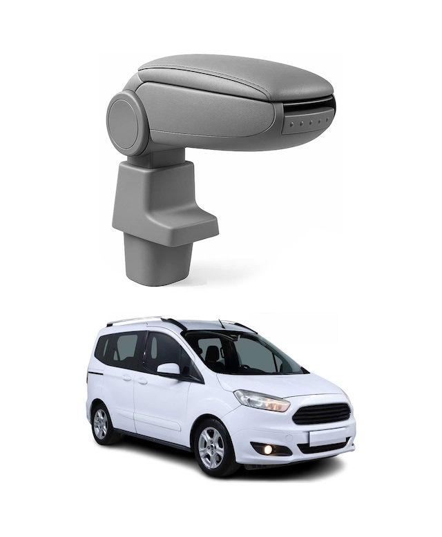 Ford Transit Courier / Tourneo Courier 2014-2023 Uyumlu Kolçak Kol Dayama Gri Suni Deri Araca Özel