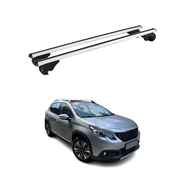 Peugeot 2008 I 2013-2019 Arası Uyumlu Port Bagaj Taşıyıcı Ara Atkı Alüminyum Gümüş 2 Parça