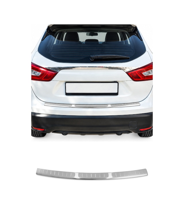 Nissan Qashqai J11 2013-2017 Uyumlu Krom Arka Tampon Eşiği Paslanmaz Çelik Taşlı Mat