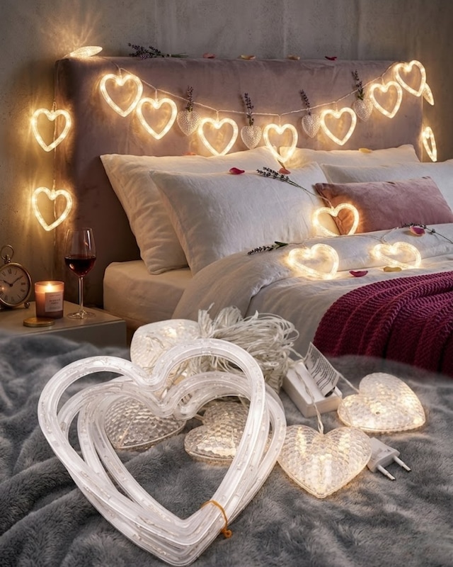 Kalp Şeklinde Led Neon Işık Dekoratif Romantik Oda Ve Duvar Lamba