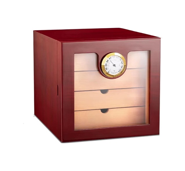 Cigarloong Camlı 4 Çekmeceli Puro Kutusu Humidor Maun 60's