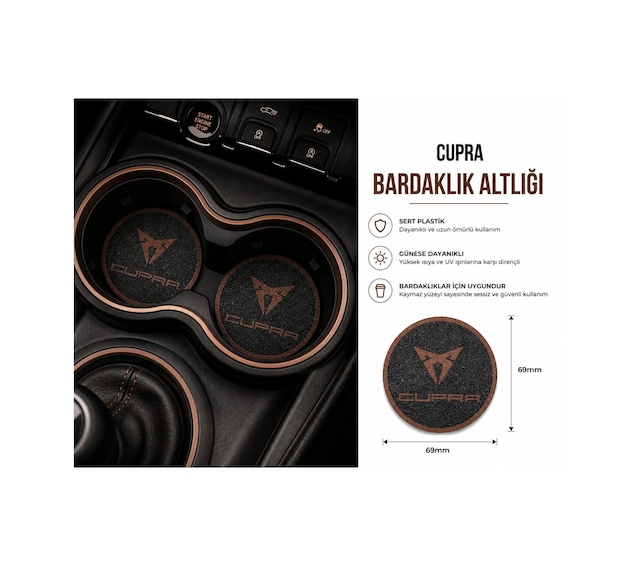 Cupra Araba Bardaklık Altlığı , Cupra Araç Şişe Ve Bardak Altlığı, Cupra Logolu Oto Bardaklık Altlığ