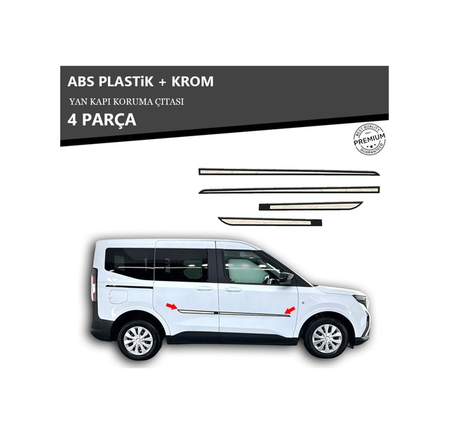Ford Tourneo Courıer Yan Kapı Koruma Çıtası Plastik + Krom Unvrslppkçt00008
