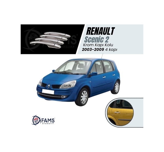 Famsotomotiv Renault Scenic 2 Krom Kapı Kolu 4 Kapı 2003-2009 P. Çelik