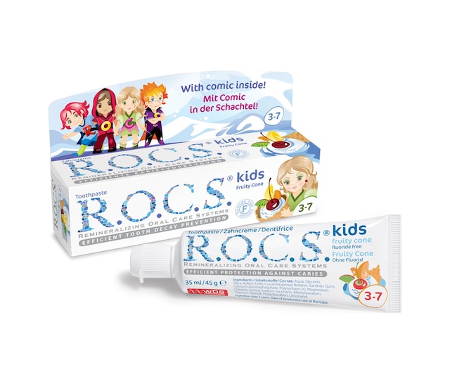 Rocs Kids 3-7 Yaş Meyve Külahı Tadında Florürsüz Diş Macunu - 45 G