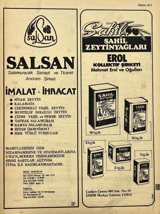 İzmir 1982-1983 Meslek Reklam İlanı Efemera S611 Teşhir Ürün