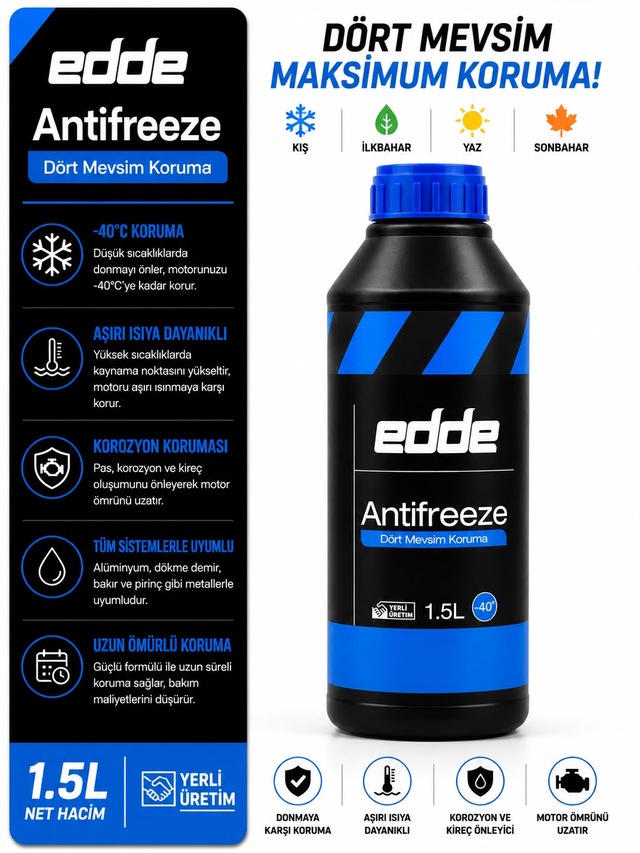 Edde Araba Araç Oto Antifriz Mavi 1.5 L Dört Mevsim