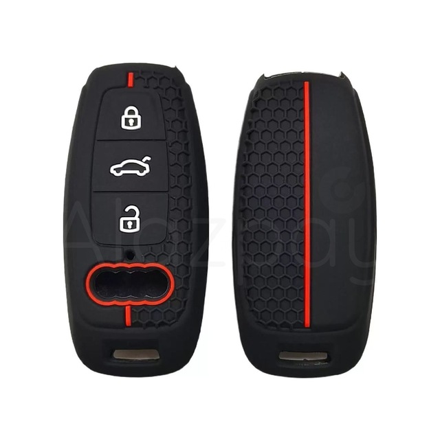 Audi A3 A4 A6 A7 A8 & B9 C8 4k D5 & S7 S8 & Q7 Q8 & E-tron Silikon Desenli Anahtar Kılıfı Siyah