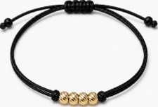 Dorika Toplu Siyah Şans Bilekliği 14 Ayar Altın 4 Toplu