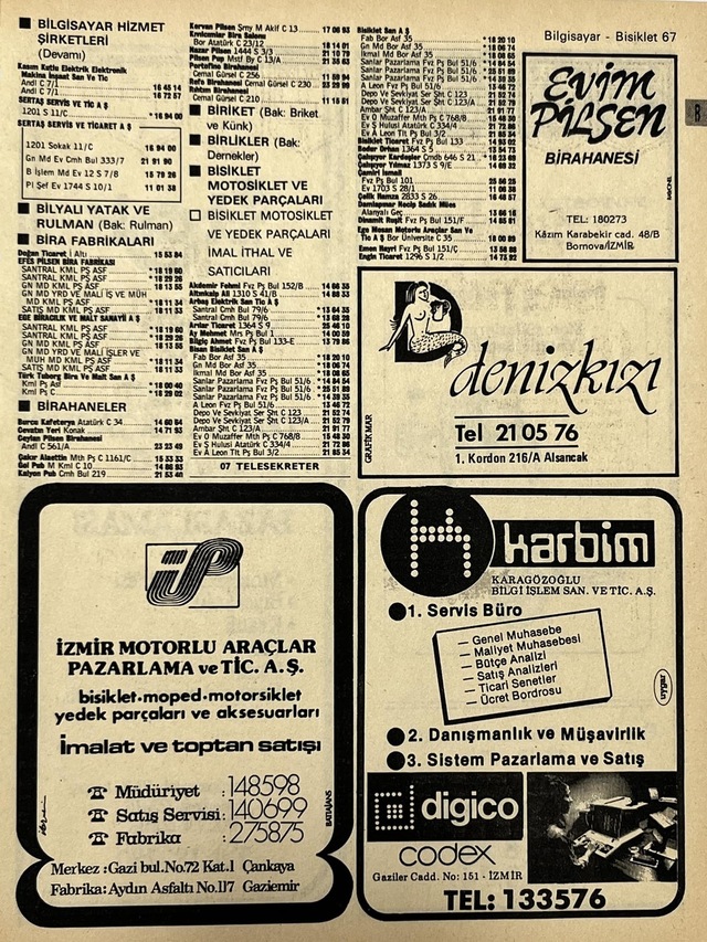 İzmir 1982-1983 Meslek Reklam İlanı Efemera S67 Teşhir Ürün