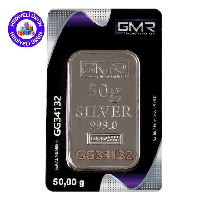 E-gümüş 50gr. Külçe Gümüş