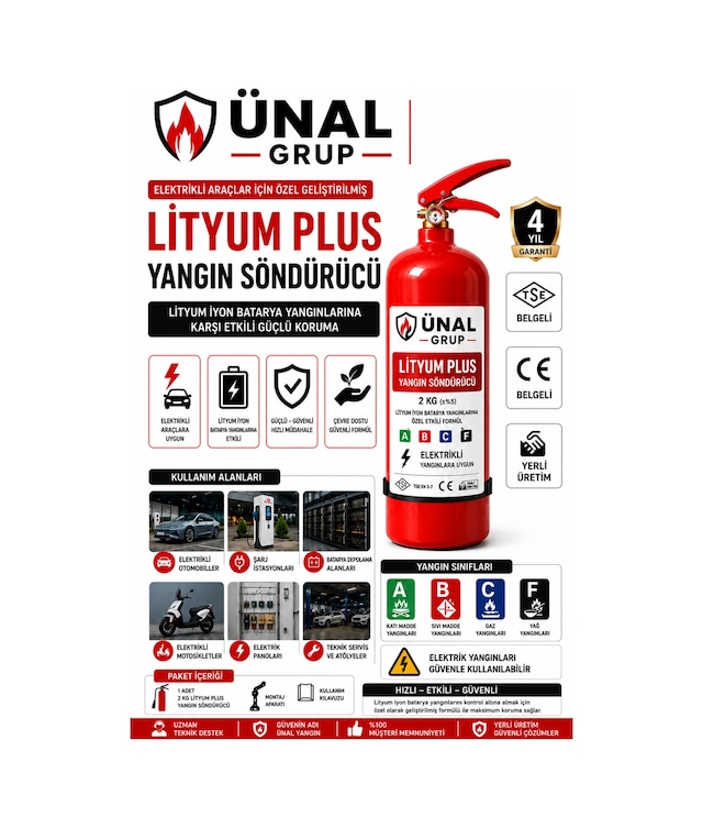 2 Kg Elektrikli Araç Lityum Yangın Söndürücü Kkt Yangın Tüpü İş Yeri Depo