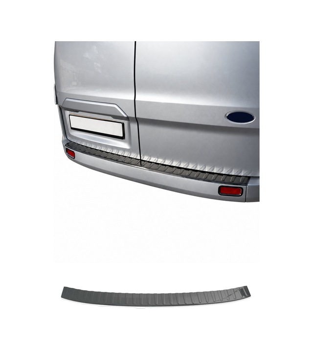 Ford Tourneo Custom I 2012-2023 Uyumlu Krom Arka Tampon Eşiği Paslanmaz Çelik Siyah