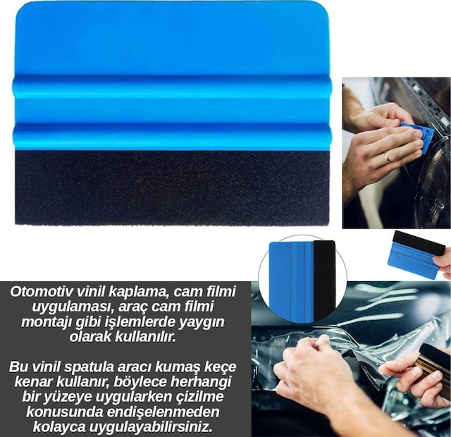 Carub Cam Filmi Çekme Aparatı Ragle Keçeli Oto Cam Filmi Folyo Kaplama Uygulamaları İçin İdeal Alet