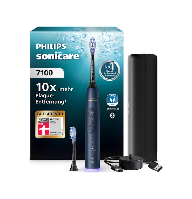 Philips Sonicare 7100 Elektrikli Diş Fırçası, Uygulamalı Sonic Diş Fırçası, 4 Fırçalama Modu, 3 Yoğunluk Seviyesi, Basınç Kontrolü, Easystart, Smartimer, Lacivert, Model Hx7423/01 Yeni Teknoloji