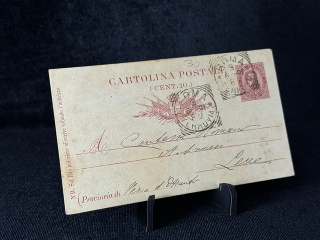 İtalya Roma Antiye 1891 Yıllından Postadan Geçmiş Cartolina Postale Dieci Centesimi 10 Cent Kendinden Pullu Teşhir Ürün