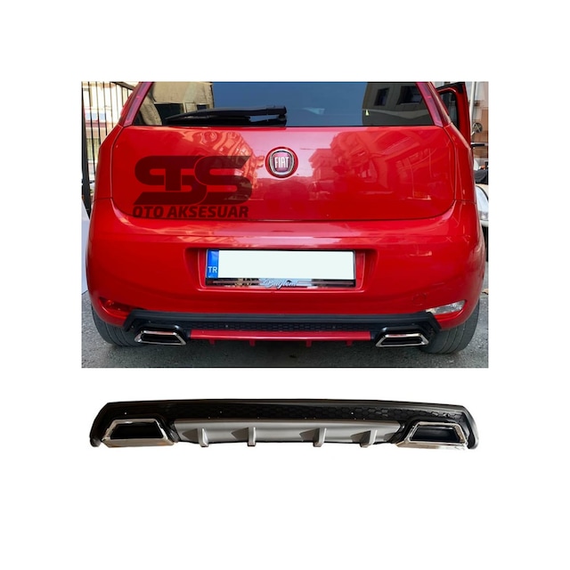 Fiat Punto Difüzör Arka Tampon Eki 2 Egzoz Çıkışlı Gri Lüx Tip