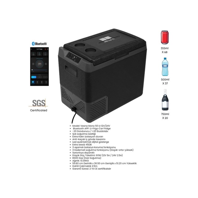 U-frigo Oto Buzdolabı Vesna Mono 50lt 12v/24v