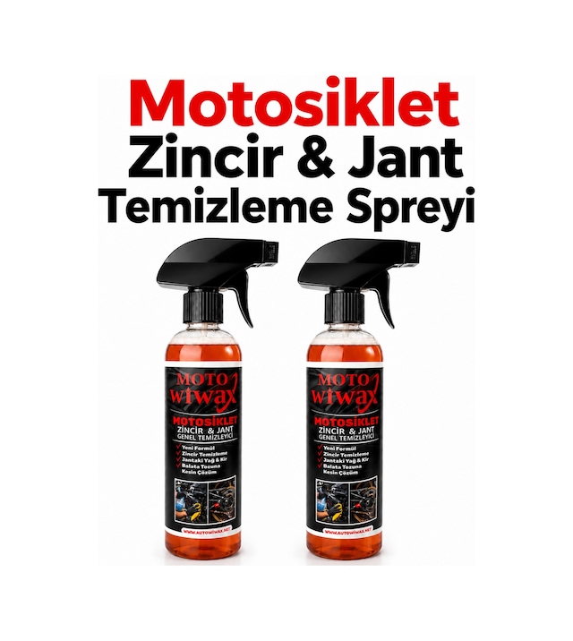 Motowiwax 2 Adet Motosiklet Zincir Jant Temizleme Spreyi 500 Ml