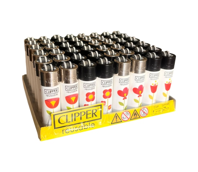 Clipper Pocket Çiçek Desenli Taşlı Çakmak 48 Adet 9238