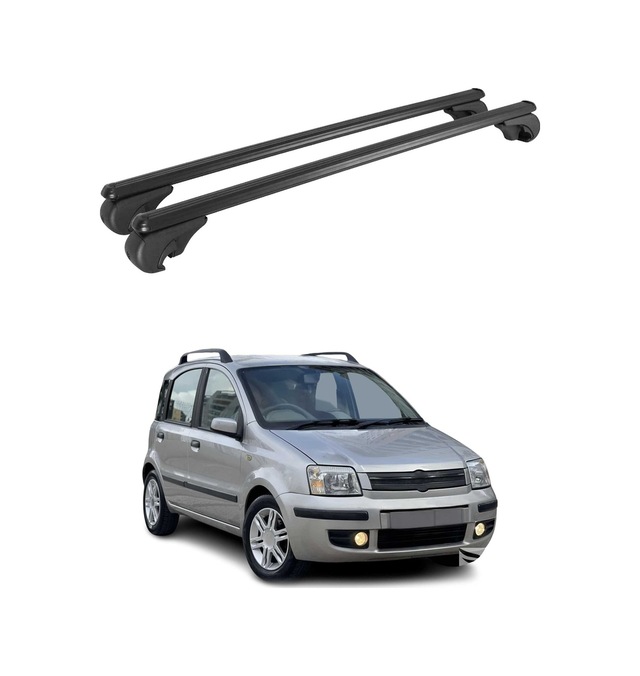 Fiat Panda I Cross 2006-2012 Arası Uyumlu Port Bagaj Taşıyıcı Ara Atkı Alüminyum Siyah 2 Parça