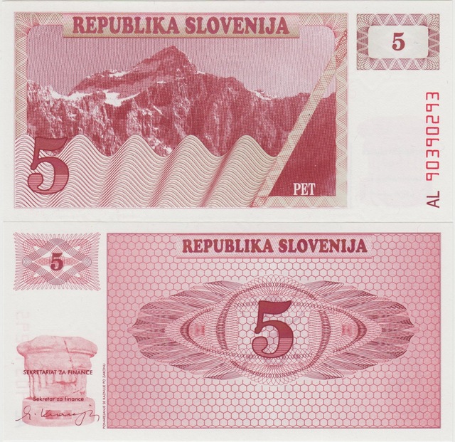 Slovenya 5 Tolar 1990 Çil.