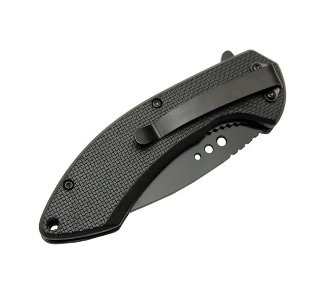 4215 Kırmızı Kamp Çakı 20cm- Yarı Otomatik, Kemerlikli, Oluklu