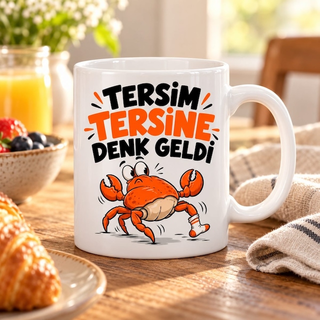 Ters Gün Tasarımlı Porselen Kupa - Model 730
