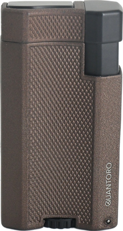 Quantoro Çift Torch Pürmüz Kahverengi Metal Puro Çakmağı - Trz1081